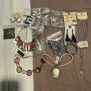 Red and Green Statement Necklace with Colorful Beads